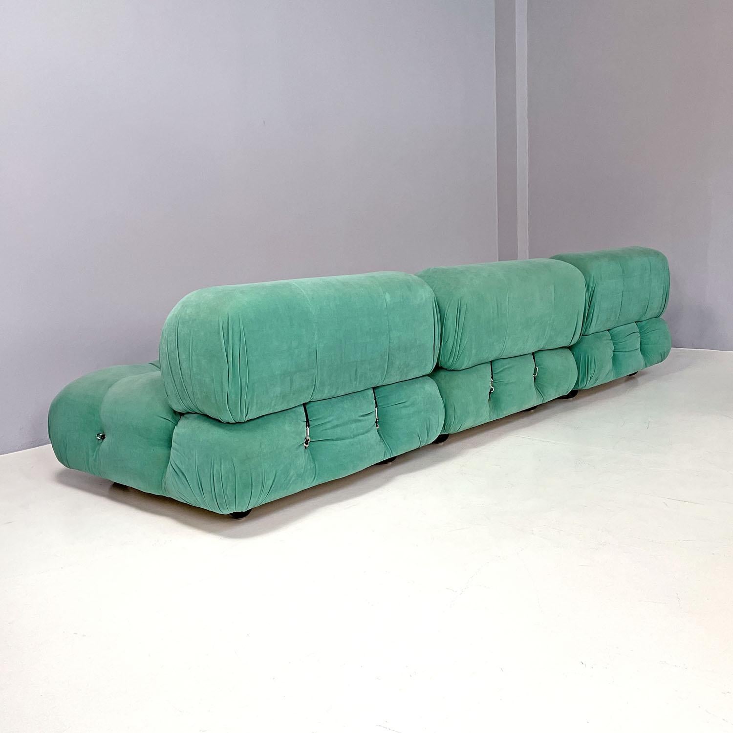 Italian modern light teal velvet sofa Camaleonda Mario Bellini B&B Italia, 1970s 2