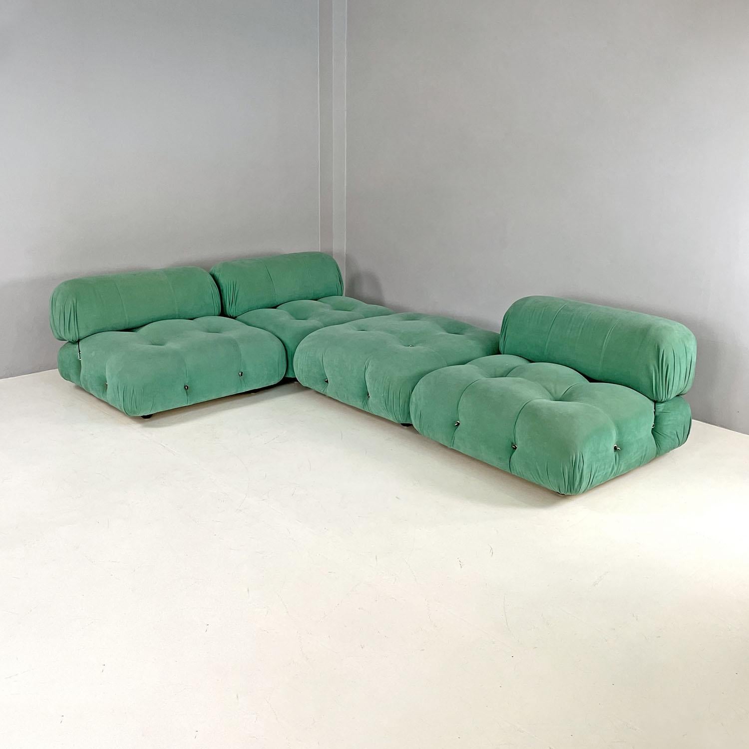 Italian modern light teal velvet sofa Camaleonda Mario Bellini B&B Italia, 1970s 3