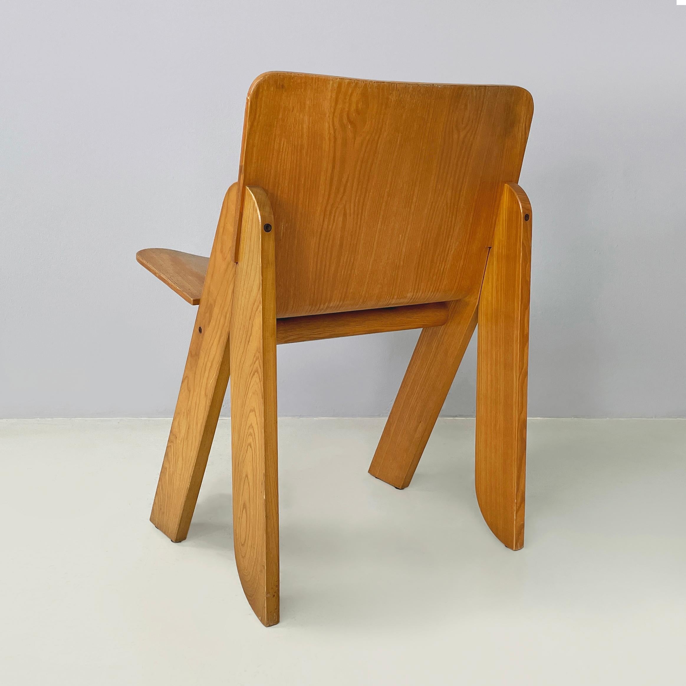 Italian modern Light wood Chairs Peota by Gigi Sabadin, 1970s In Good Condition For Sale In MIlano, IT