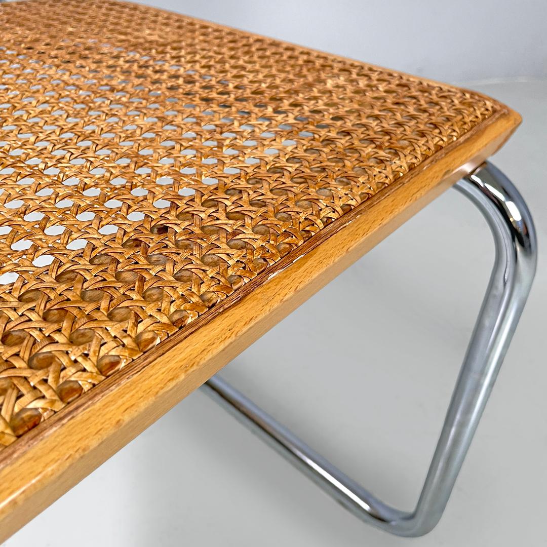 Italian modern light wood Vienna straw chair with chromed metal structure, 1970s For Sale 10
