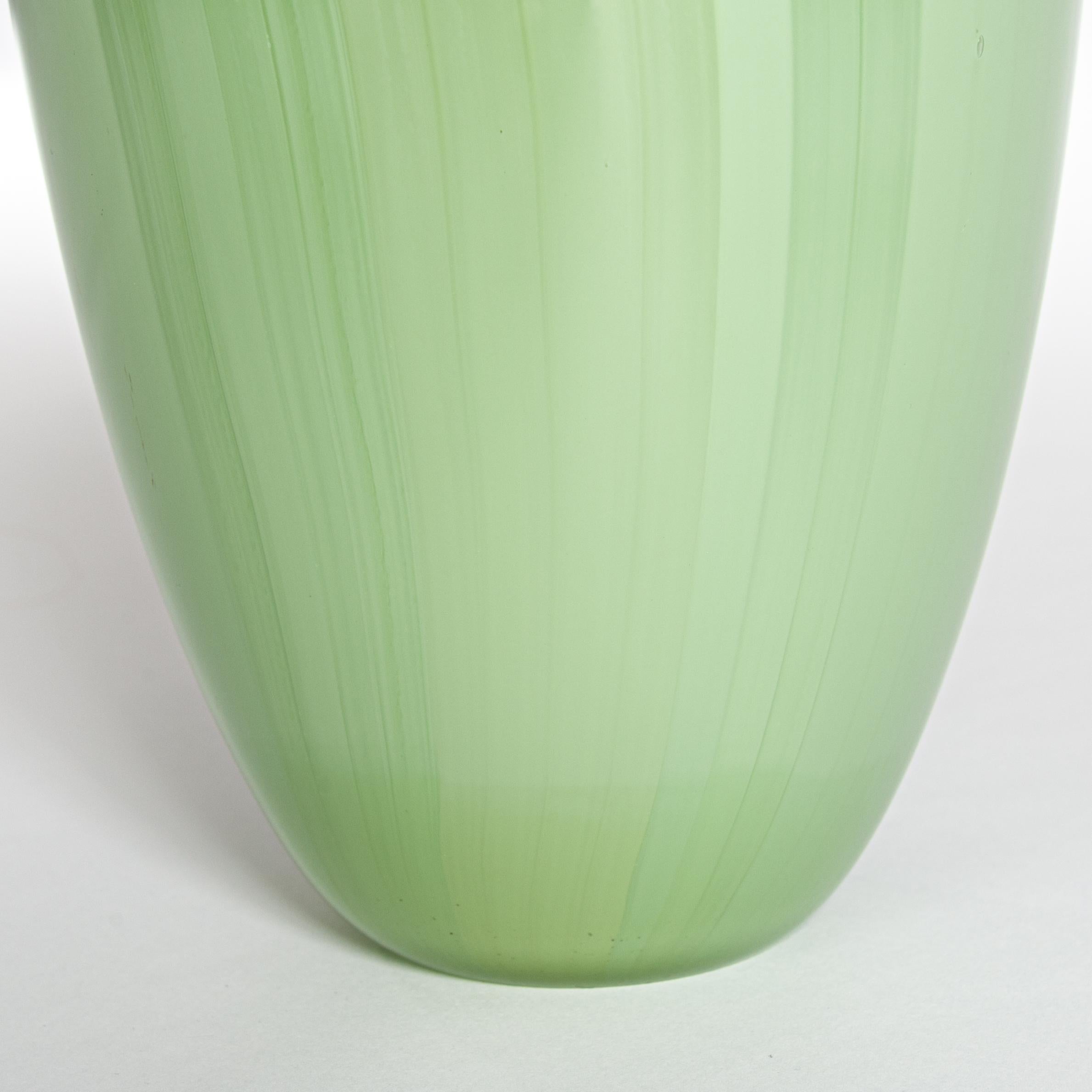 Italian Modern Lime Green Murano Glass Vase with Murrines, Signed Afro Celotto 1