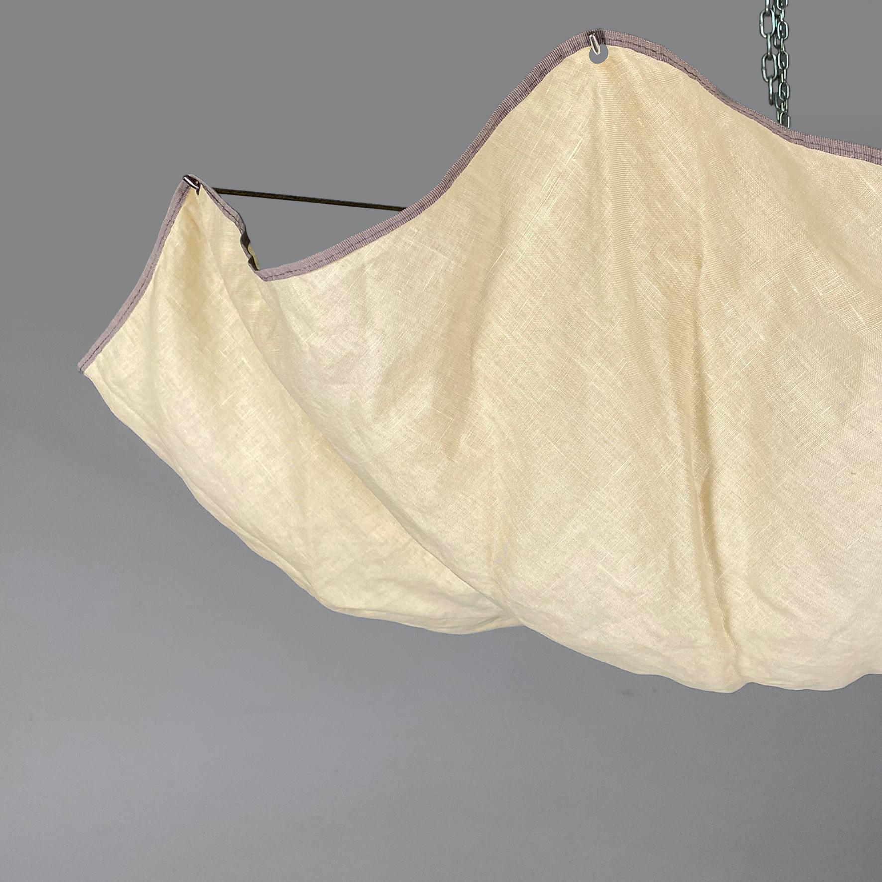 Moderno Italian modern linen and metal chandelier by Tobia Scarpa for Flos, 1980s in vendita