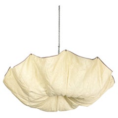 Italian modern linen and metal chandelier by Tobia Scarpa for Flos, 1980s