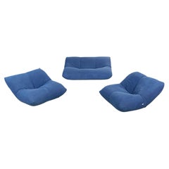 Italian Modern Living Room Set in Blue Fabric by Rosati for Giovannetti, 1970s
