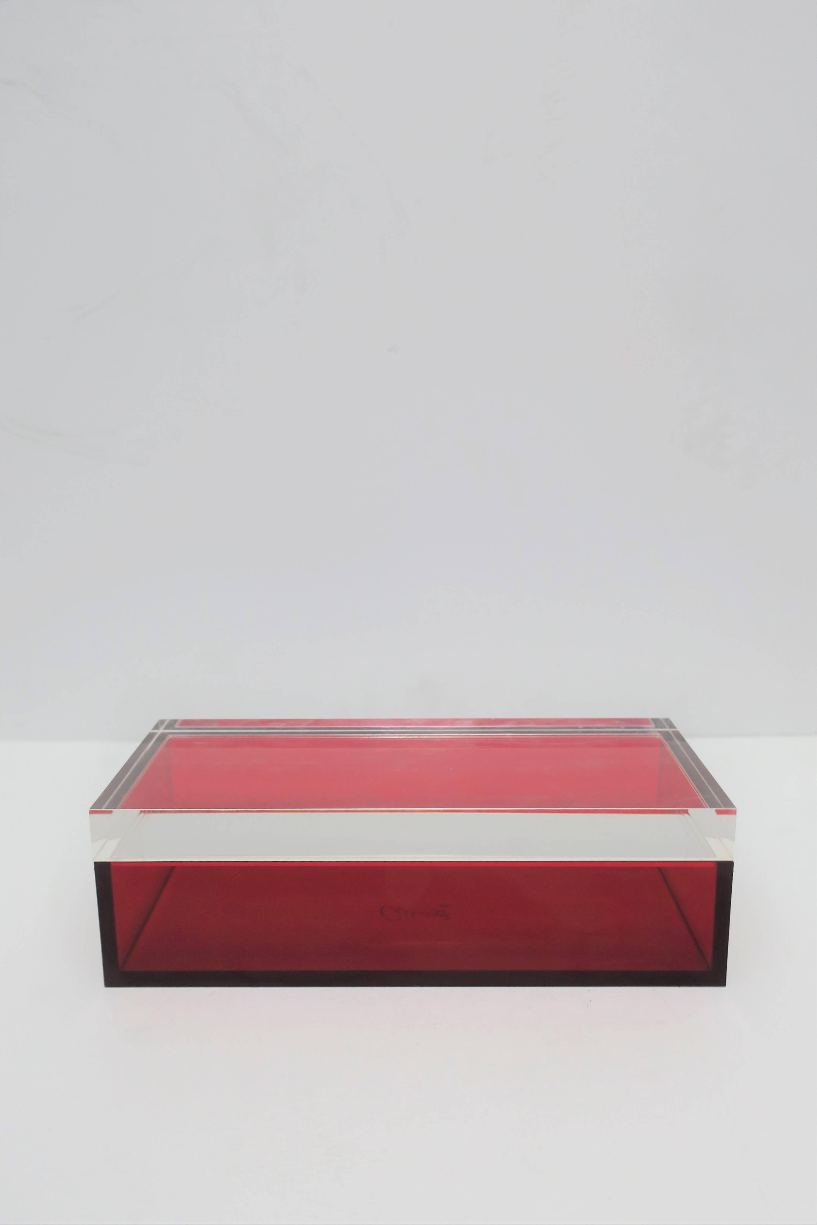 Postmodern Italian Lucite Red Designer Jewelry Box by Albrizzi  3