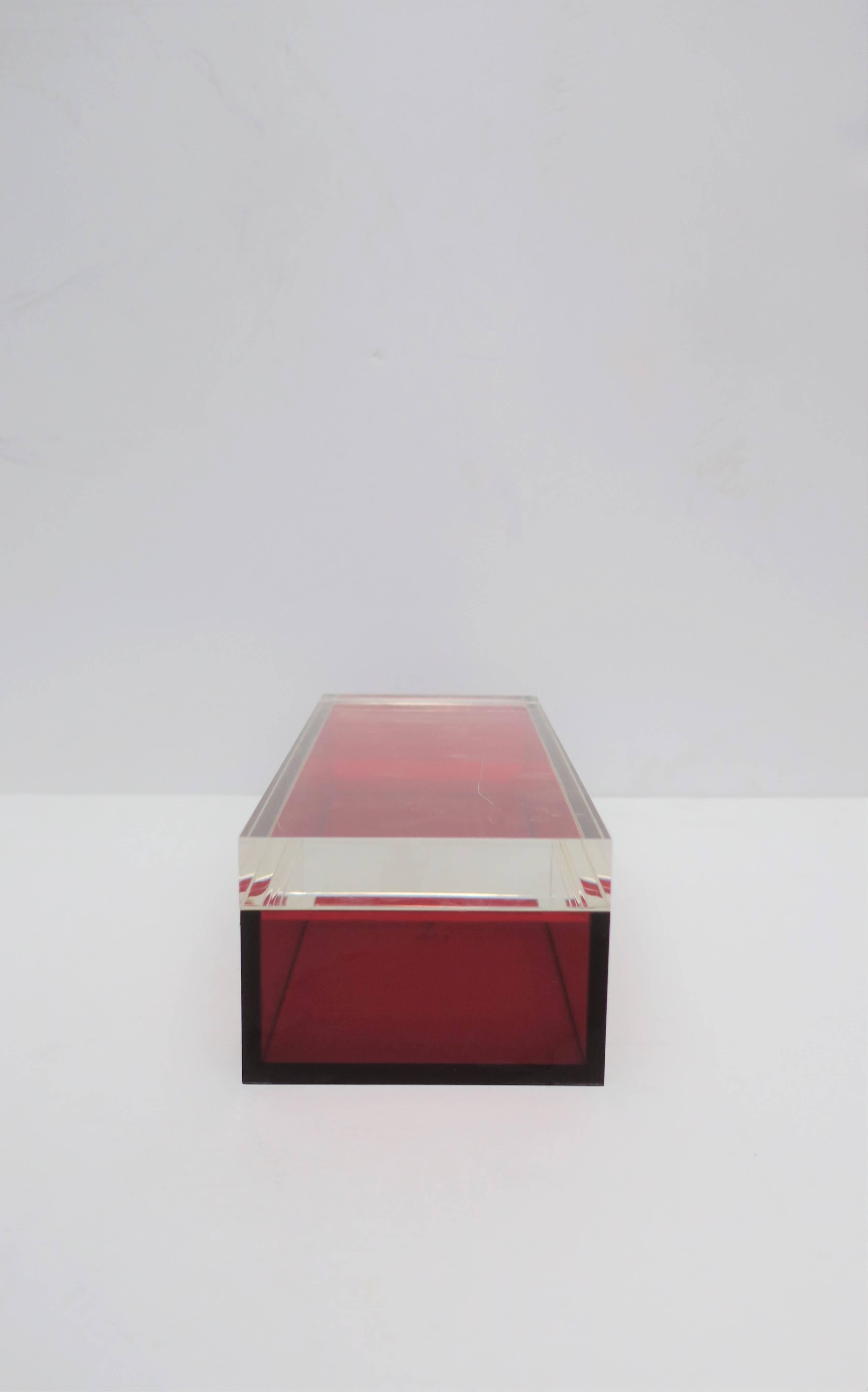 Postmodern Italian Lucite Red Designer Jewelry Box by Albrizzi  4