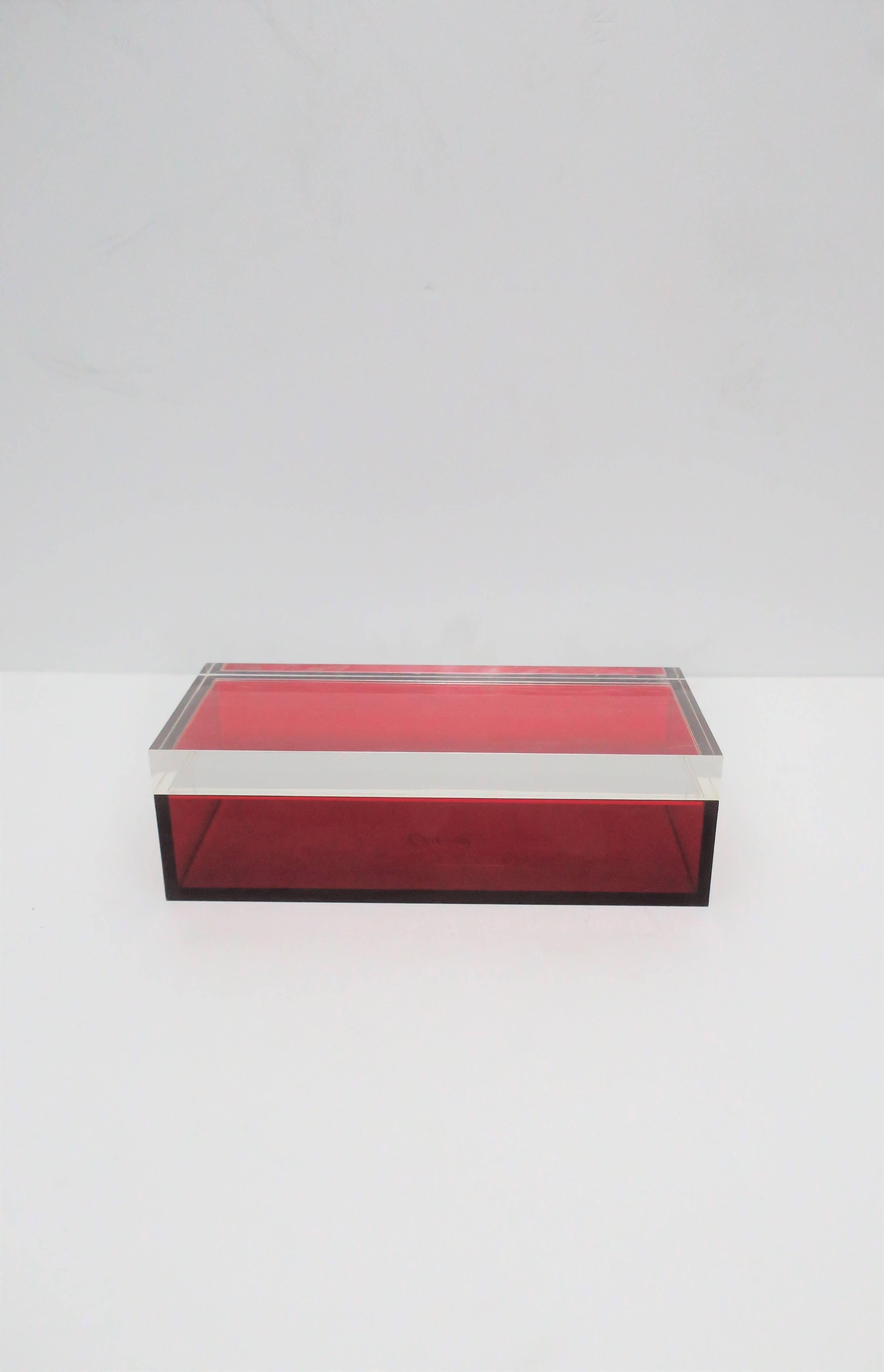 Postmodern Italian Lucite Red Designer Jewelry Box by Albrizzi  In Good Condition In New York, NY