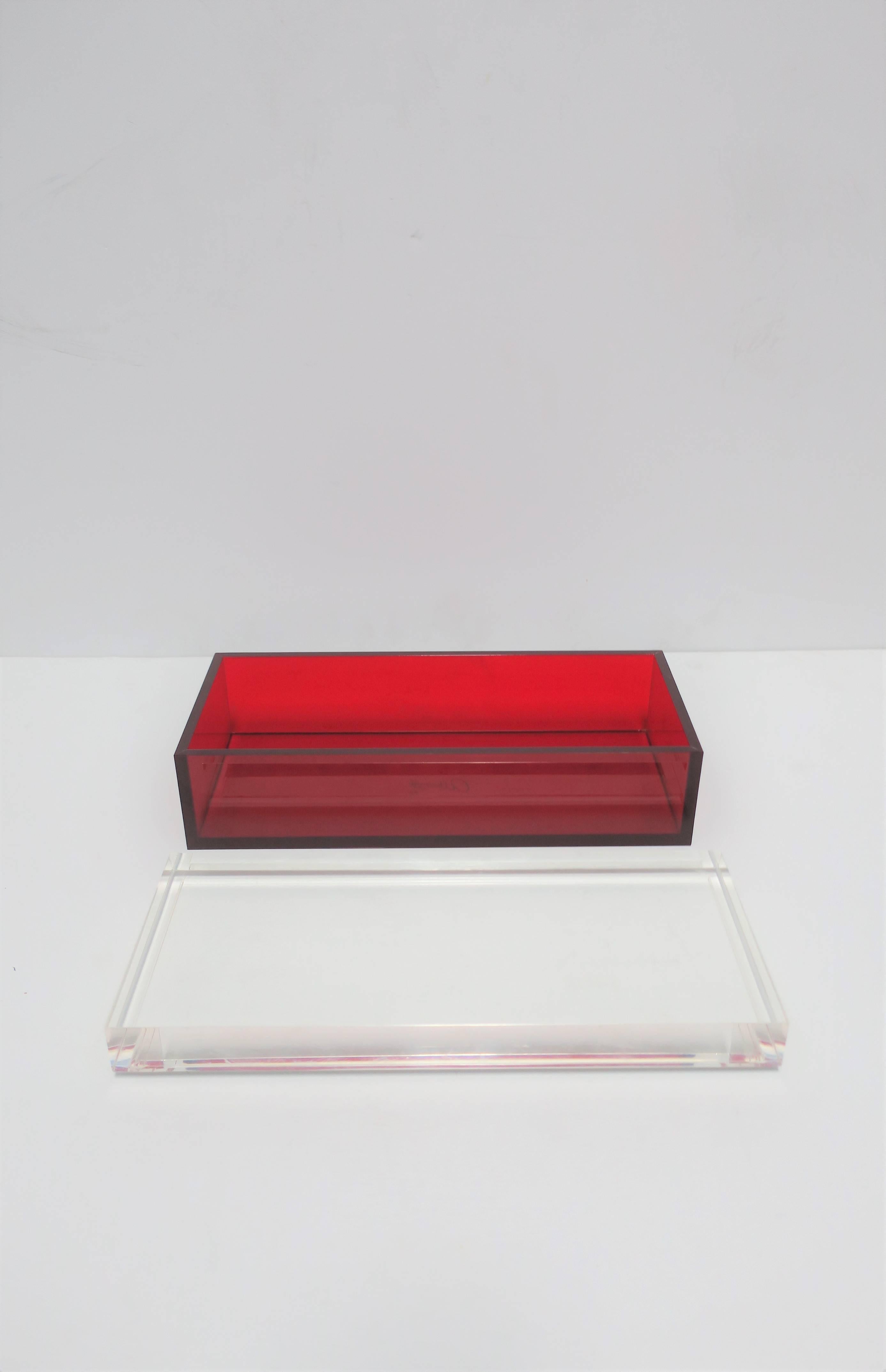 Postmodern Italian Lucite Red Designer Jewelry Box by Albrizzi  1