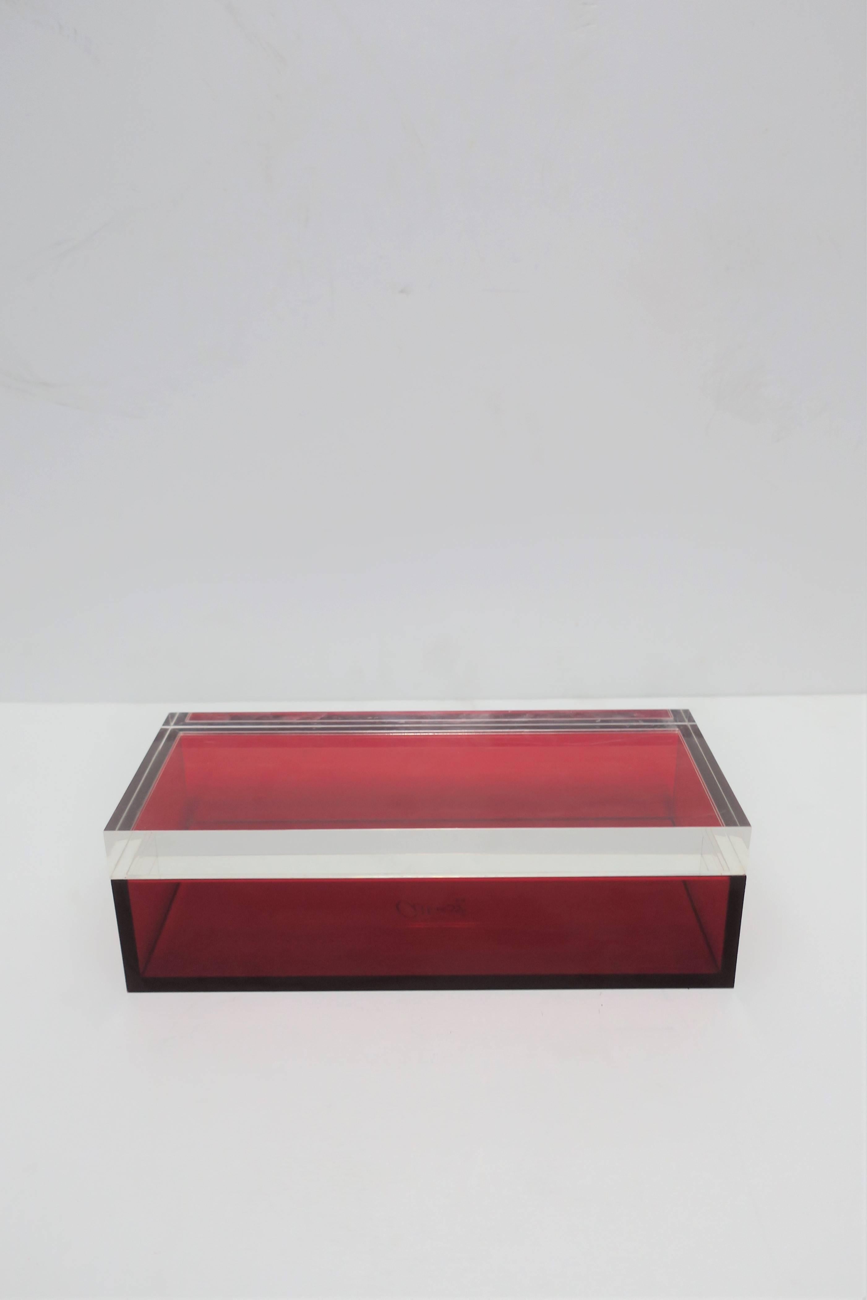 Postmodern Italian Lucite Red Designer Jewelry Box by Albrizzi  2