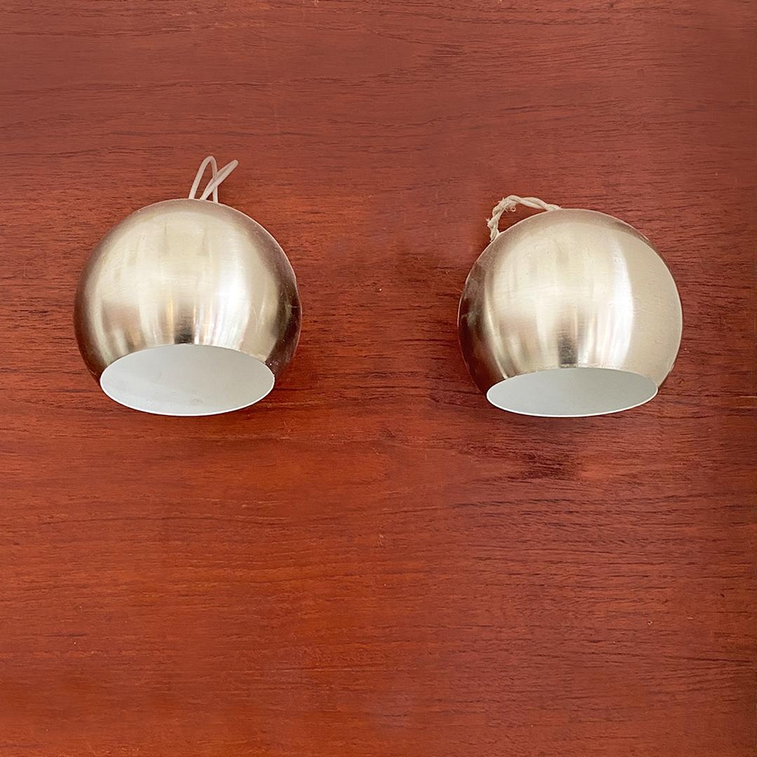 Italian Modern Magnetically Satin Steel Pair of Wall Lamp by Reggiani, 1970 For Sale 1