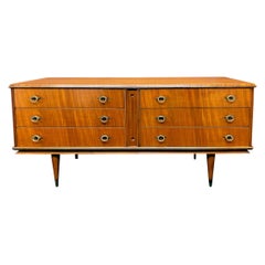 Italian Modern Mahogany and Bronze 6 Drawer Chest, Vittorio Dassi