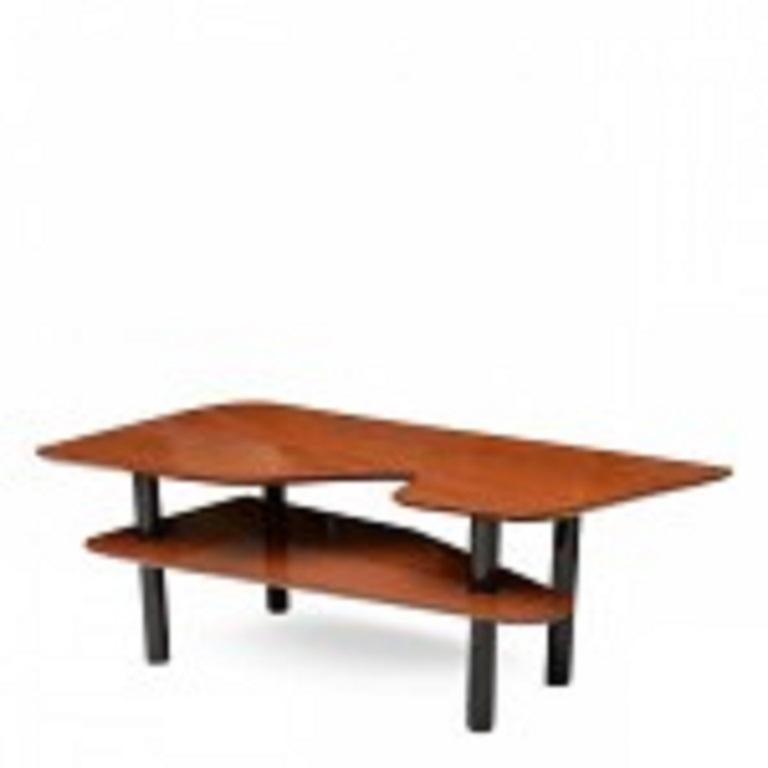 Mid-Century Modern Italian Modern Mahogany and Ebonized Low Table, Style of Gio Ponti For Sale
