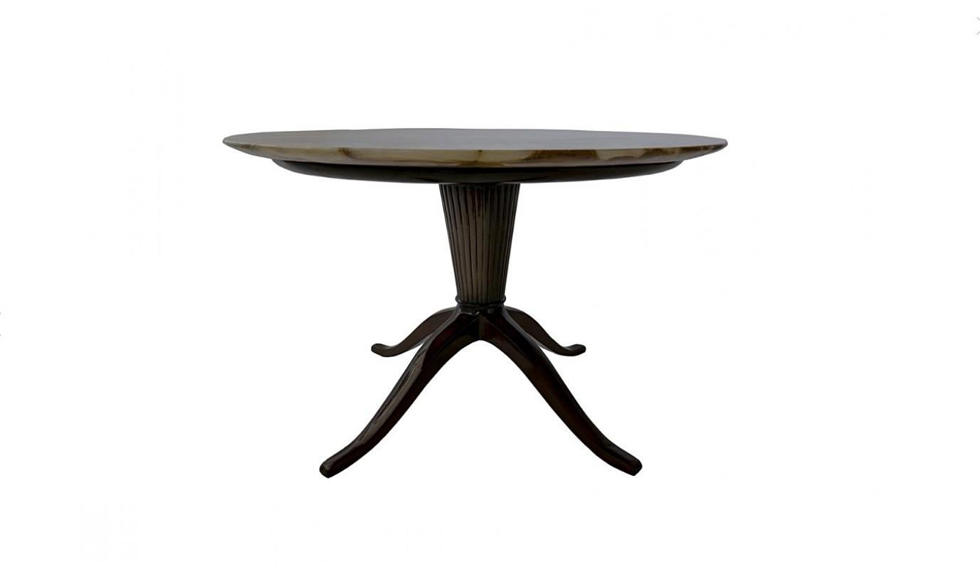 Mid-Century Modern Italian Modern Mahogany and Onyx Top  Occasional Table, Paolo Buffa For Sale