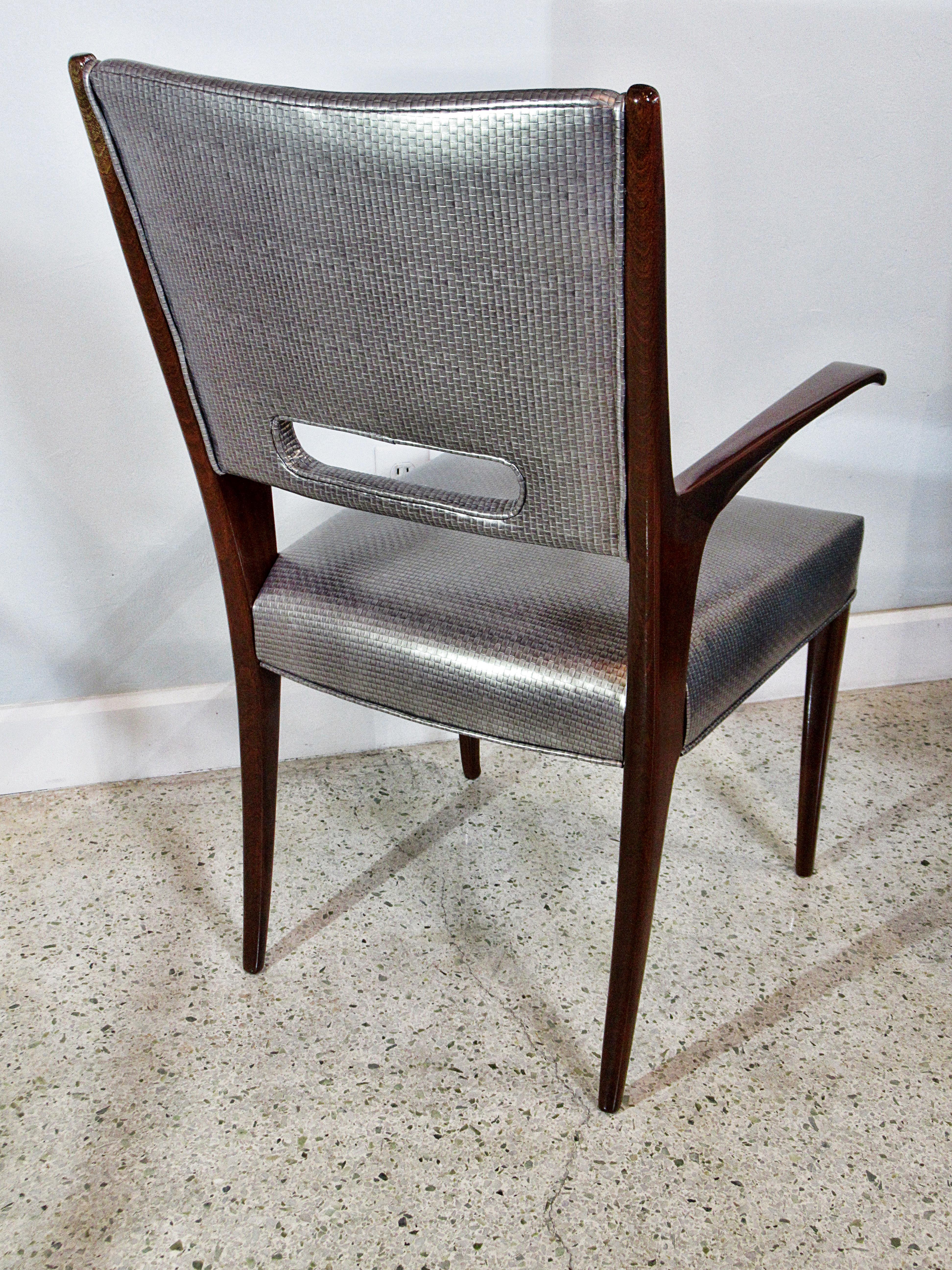 Italian Modern Mahogany Arm/ Desk Chair, Guglielmo Ulrich For Sale 4