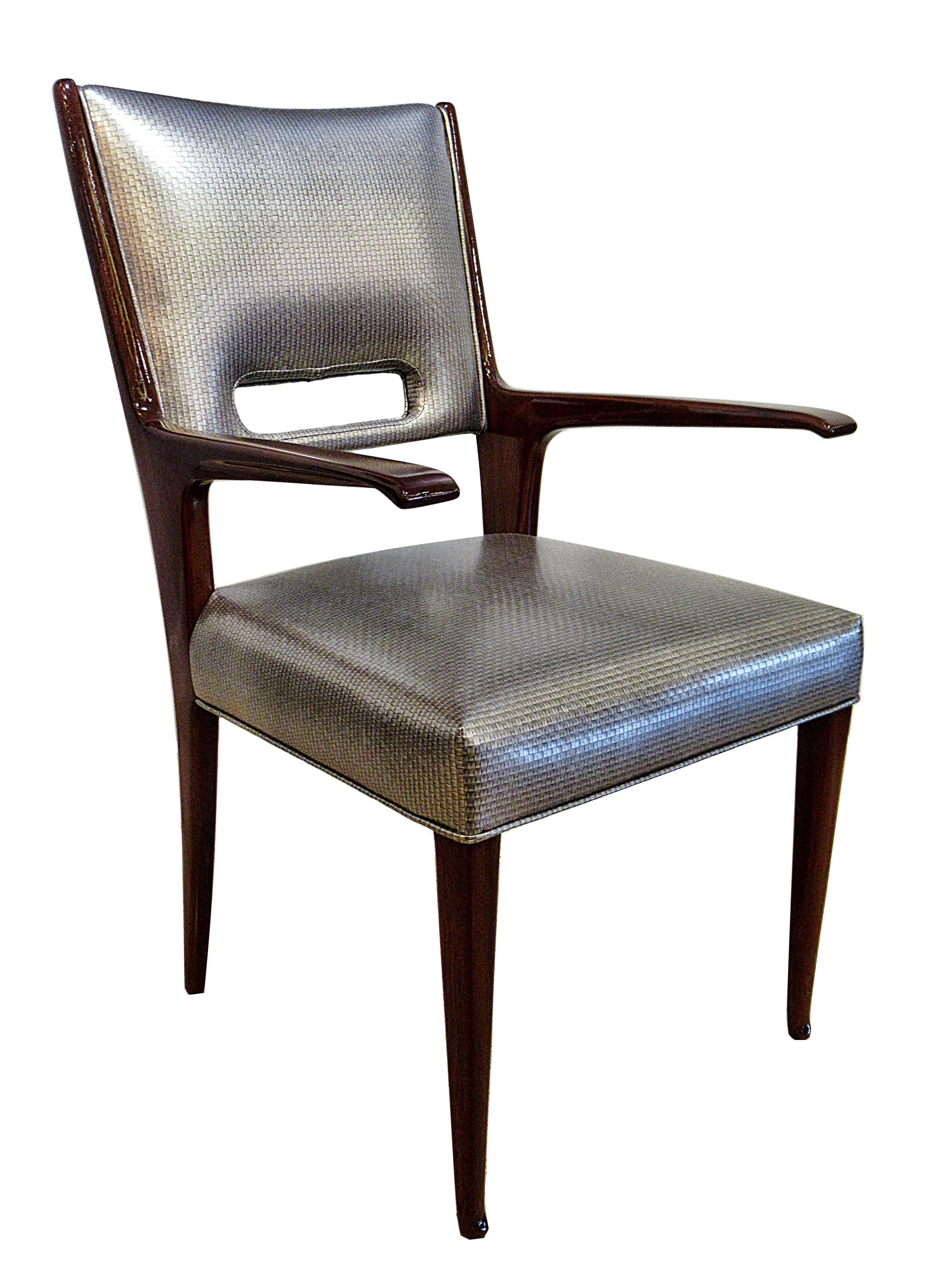 Mid-Century Modern Italian Modern Mahogany Arm/ Desk Chair, Guglielmo Ulrich For Sale
