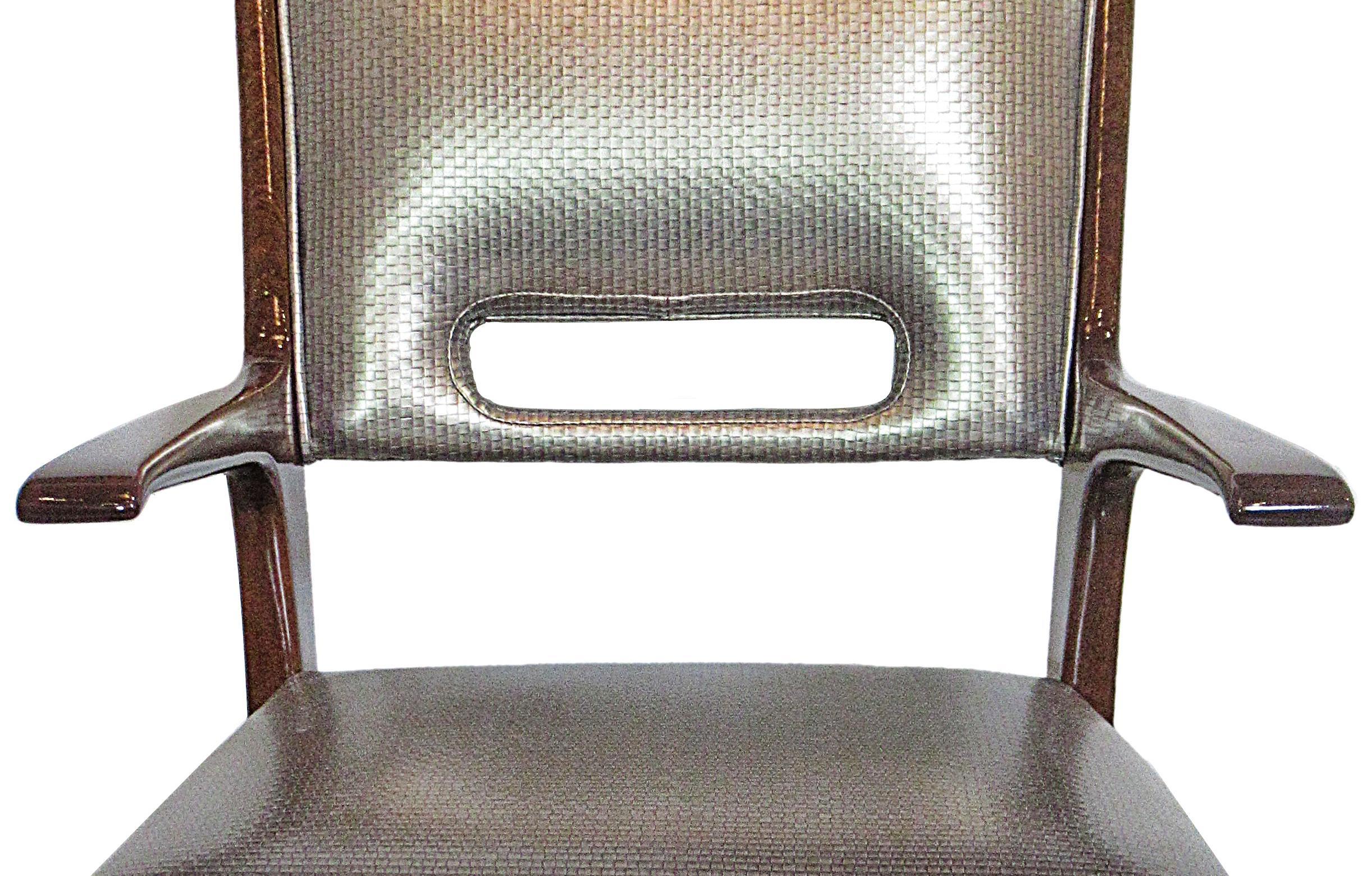 Italian Modern Mahogany Arm/ Desk Chair, Guglielmo Ulrich In Excellent Condition For Sale In Hollywood, FL