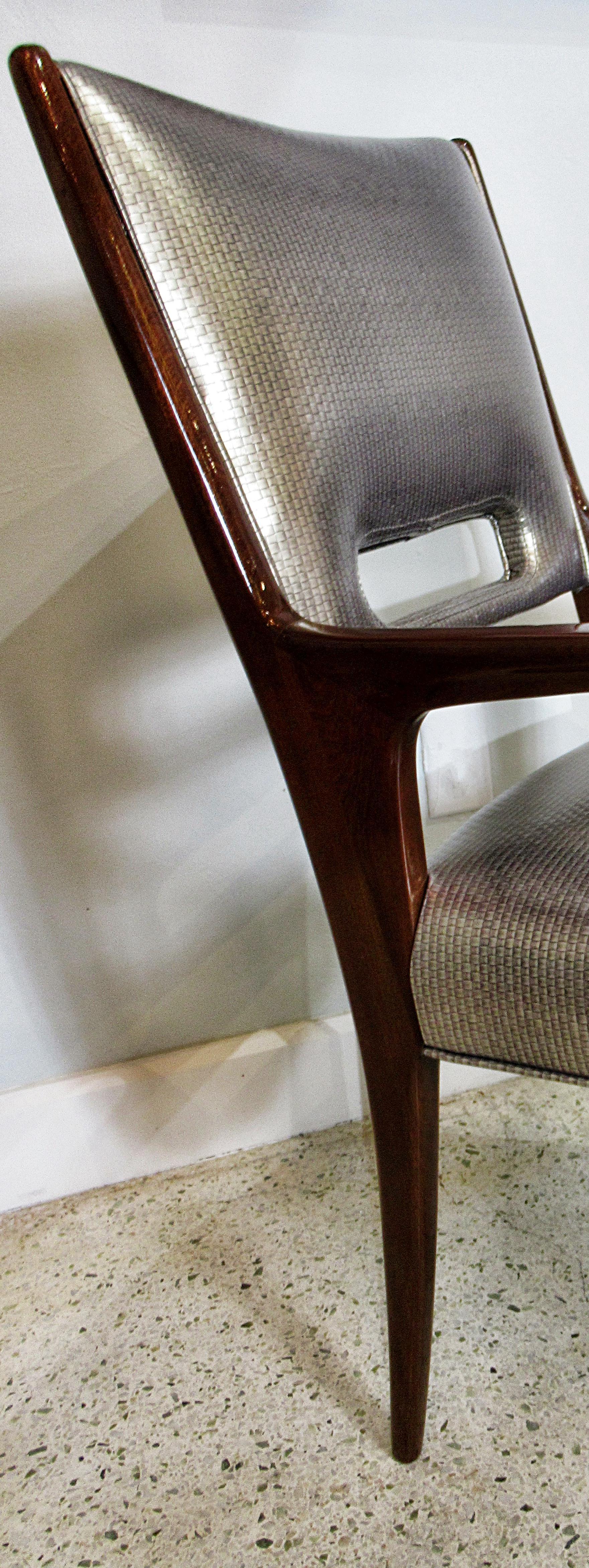 Upholstery Italian Modern Mahogany Arm/ Desk Chair, Guglielmo Ulrich For Sale