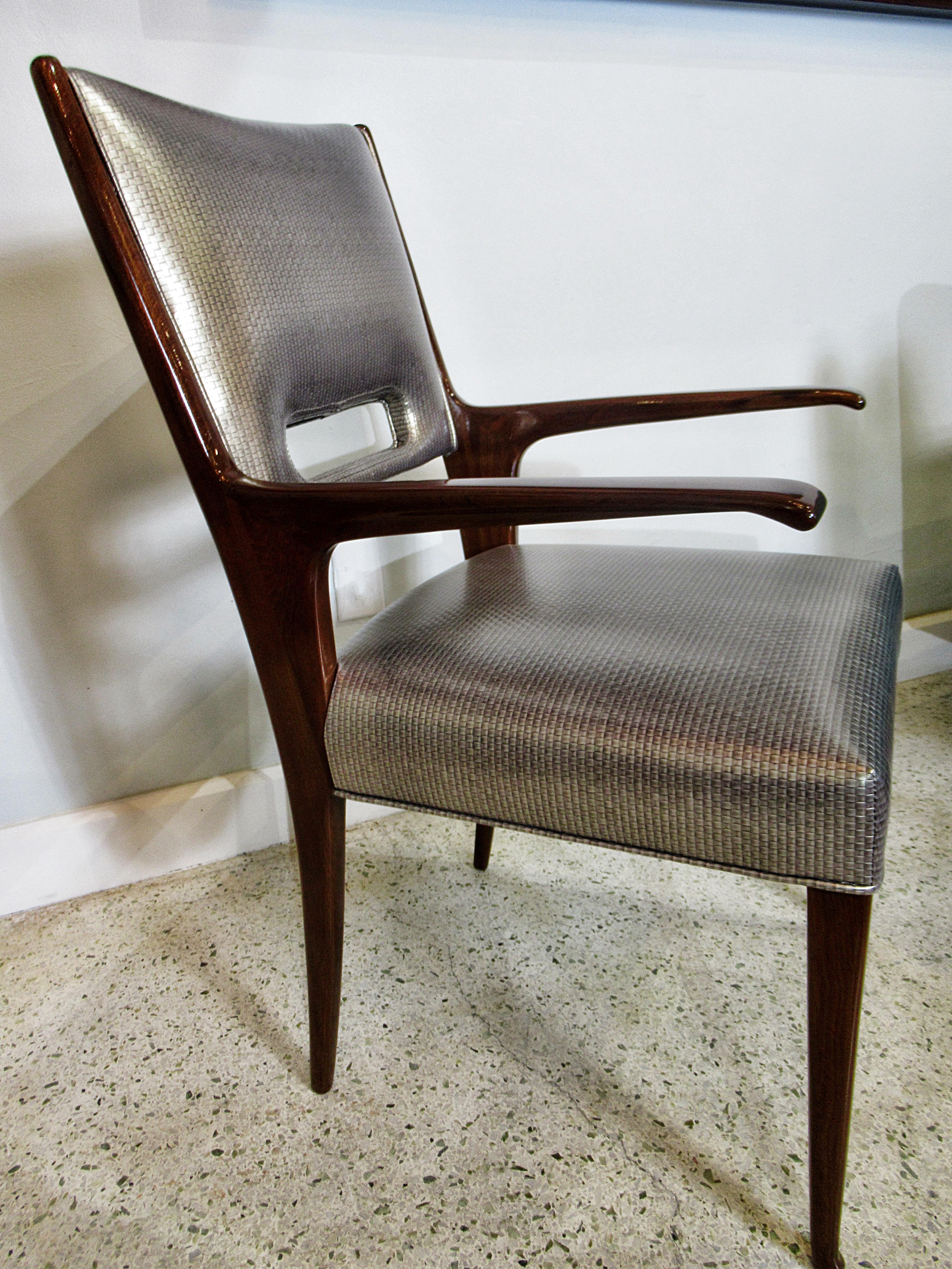 Italian Modern Mahogany Arm/ Desk Chair, Guglielmo Ulrich For Sale 3