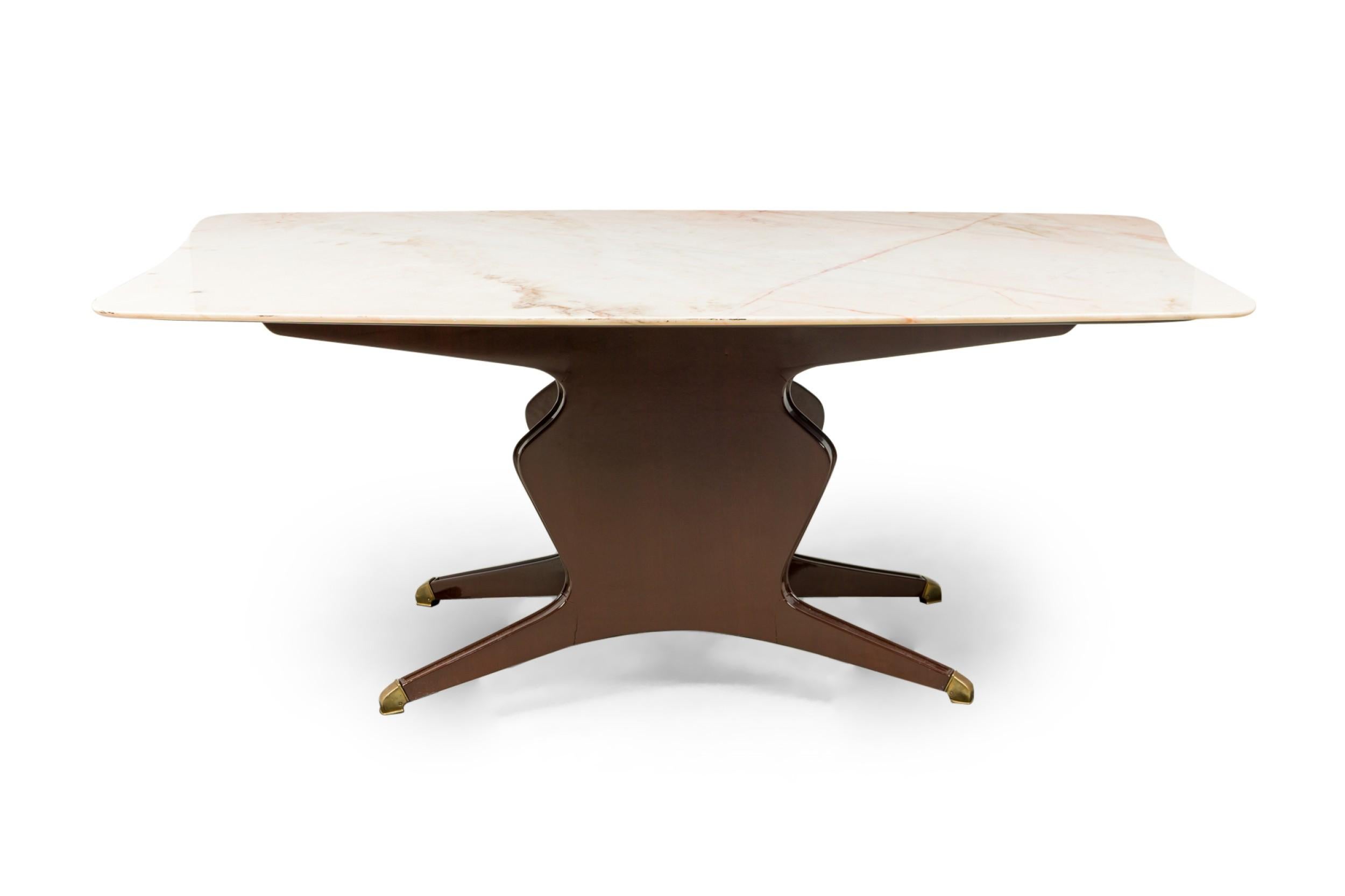 Italian Modern Mahogany, Brass, and White Onyx Dining / Conference Table In Good Condition For Sale In New York, NY