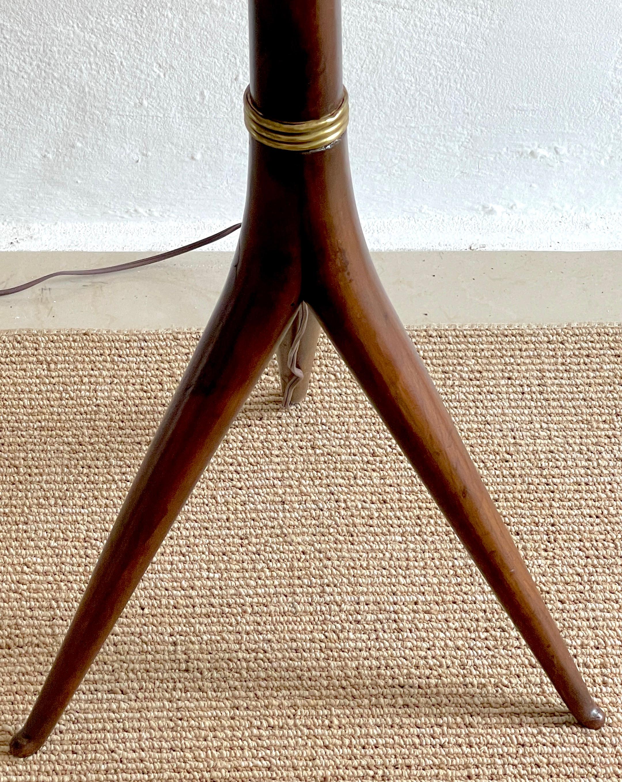 Italian Modern Hardwood & Brass Floor Lamp, Manner of Gio Ponti 2