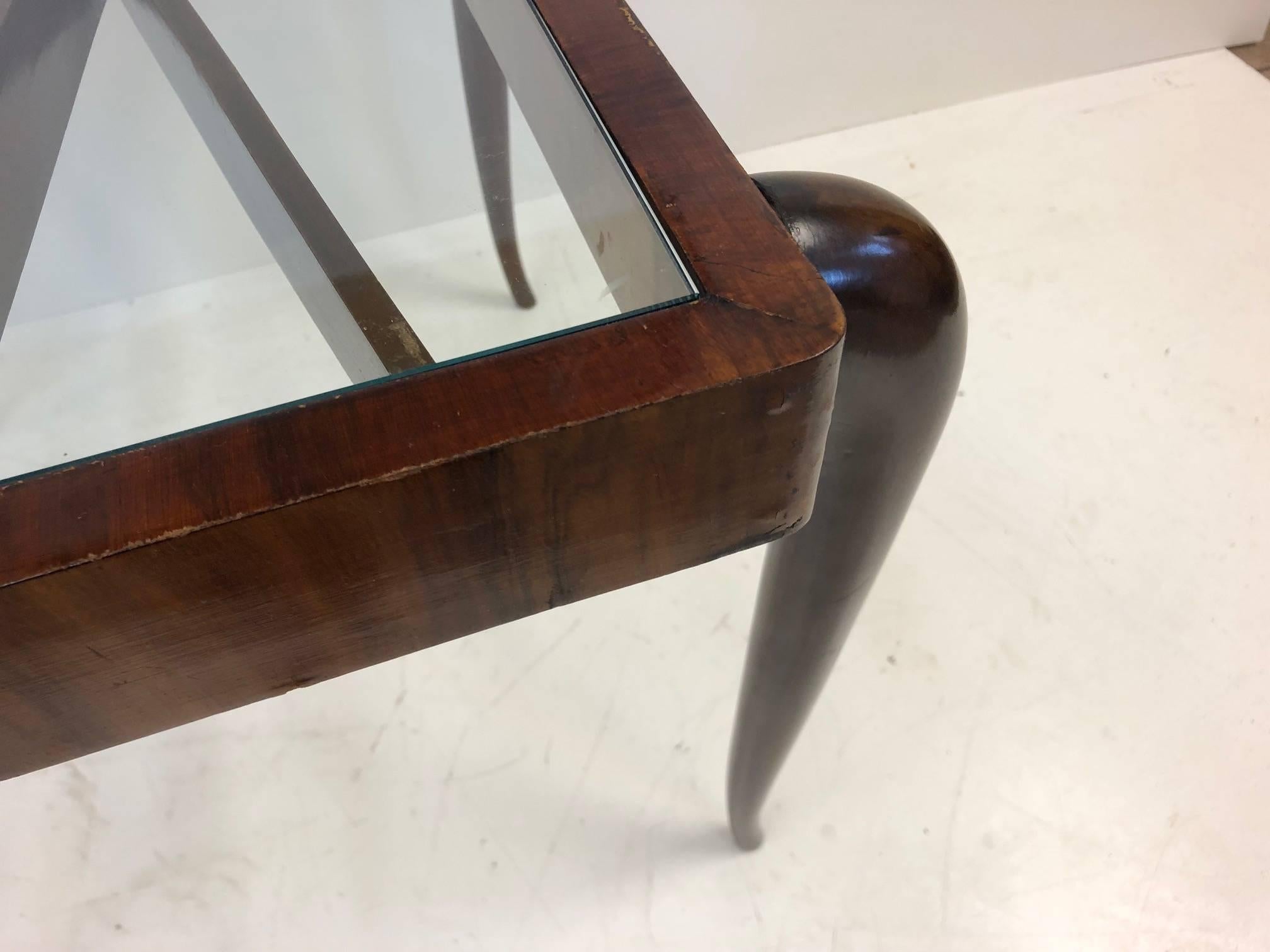 Italian Modern Mahogany Side Table Style of Paolo Buffa In Good Condition For Sale In New York, NY