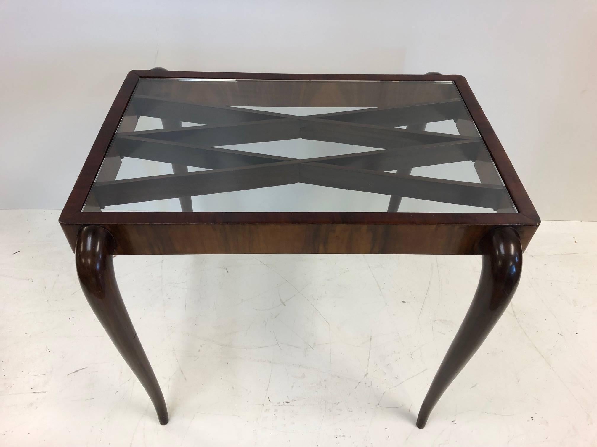 Mid-20th Century Italian Modern Mahogany Side Table Style of Paolo Buffa For Sale