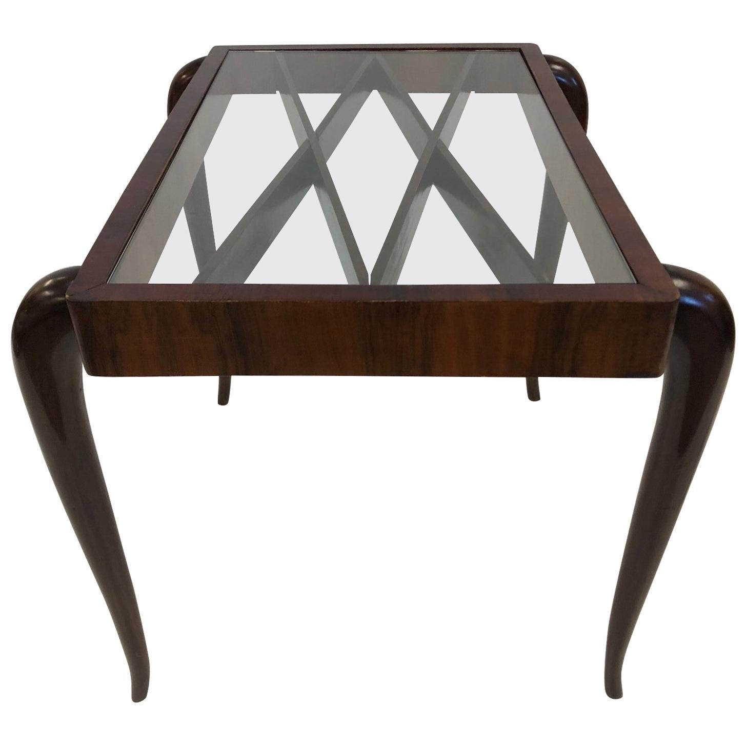 Italian Modern Mahogany Side Table Style of Paolo Buffa For Sale