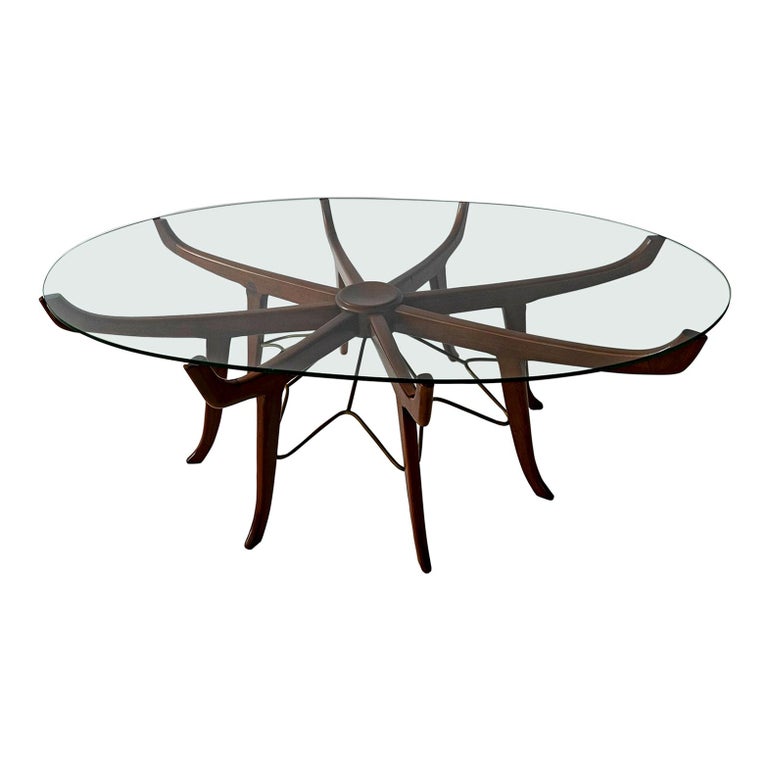 Italian Modern Mahogany Steel And Glass Coffee Table Attrib To Carlo De Carli For Sale At 1stdibs