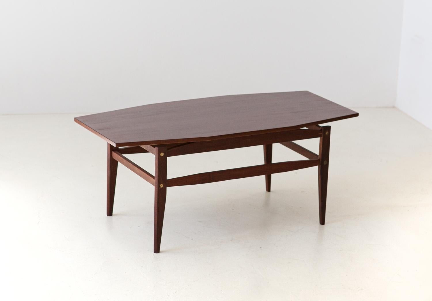 Mid-Century Modern Italian Modern Mahogany Wood Coffee Table, 1950s