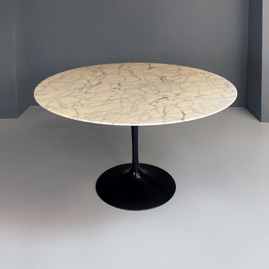 Italian modern marble and black metal Tulip table, Eero Saarinen for Knoll 1960s 2