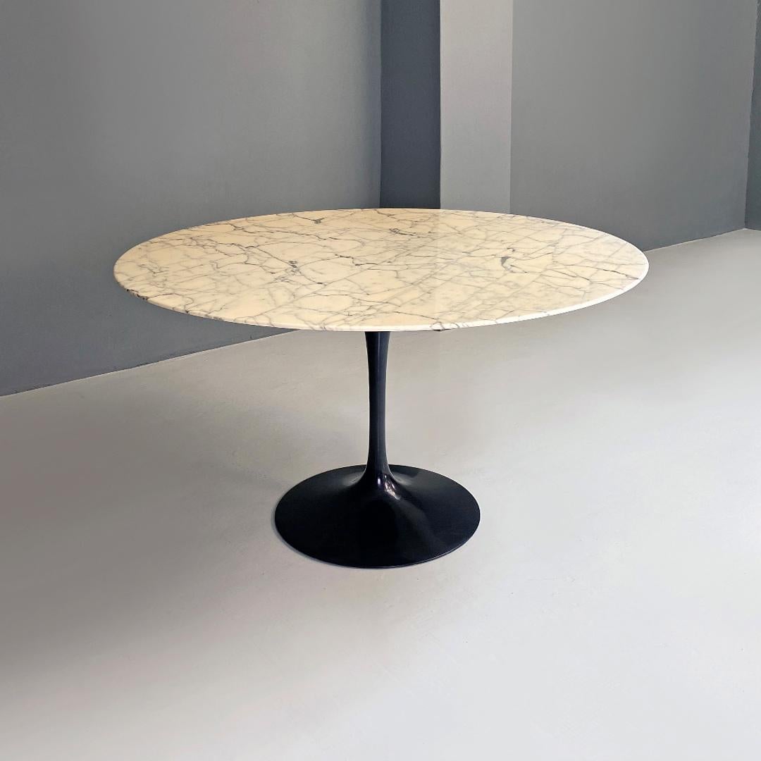 Italian modern marble and black metal Tulip table, Eero Saarinen for Knoll 1960s 3