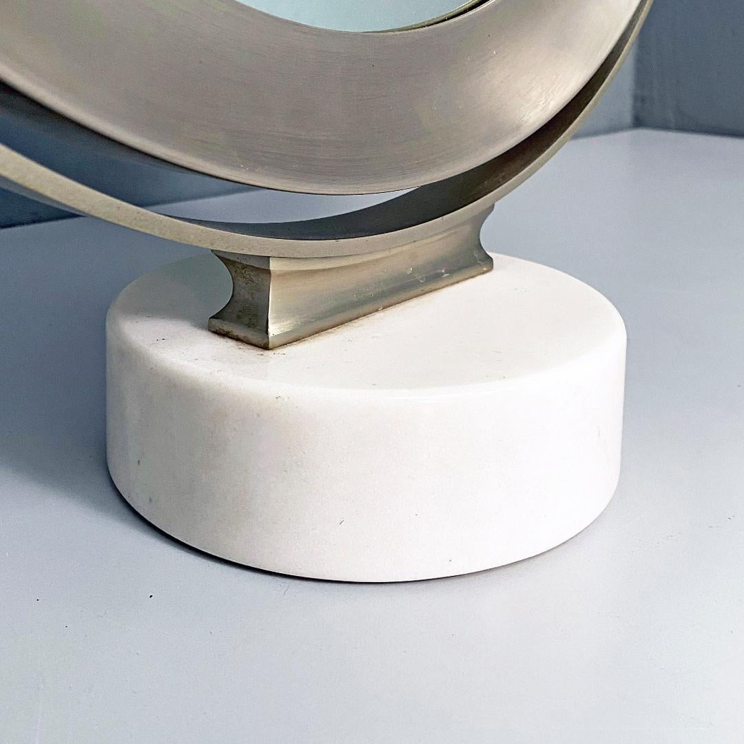 Moderner italienischer Narciso-Tischspiegel aus Marmor und Stahl, S. Mazza für Artemide, 1970 5