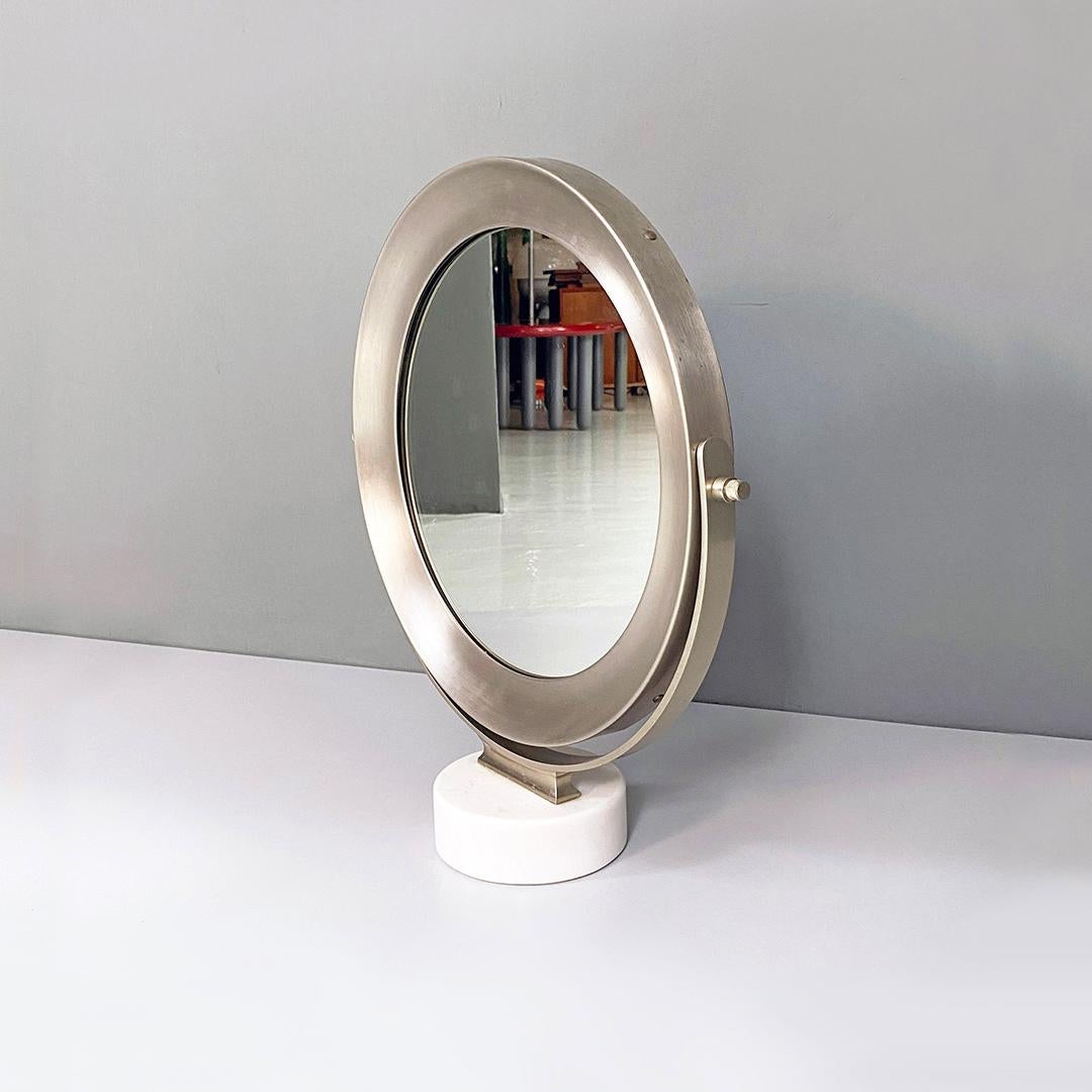 Late 20th Century Italian Modern Marble and Steel Narciso Table Mirror, S. Mazza for Artemide 1970 For Sale
