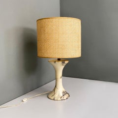 Lampe moderne italienne en marbre et paille de Vienne de Frigerio Arredamenti Desio 1970