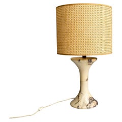 Italian Modern Marble and Vienna Straw Lamp by Frigerio Arredamenti Desio 1970s