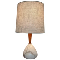 Italian Modern Marble and Walnut Table Lamp, 1960
s