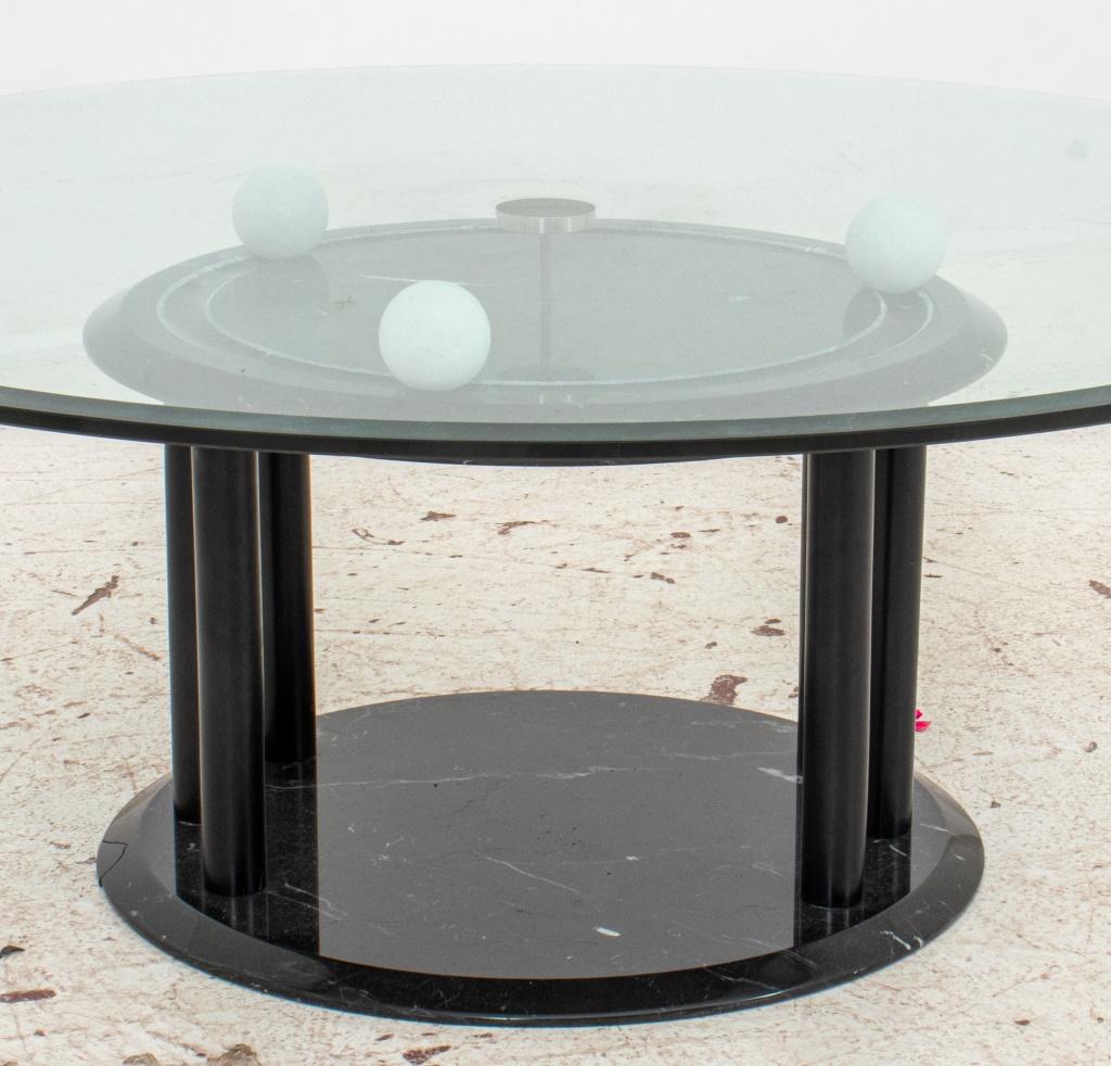 Italian Modern Marble & Glass Revolving Low Table 2