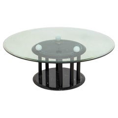 Italian Modern Marble & Glass Revolving Low Table