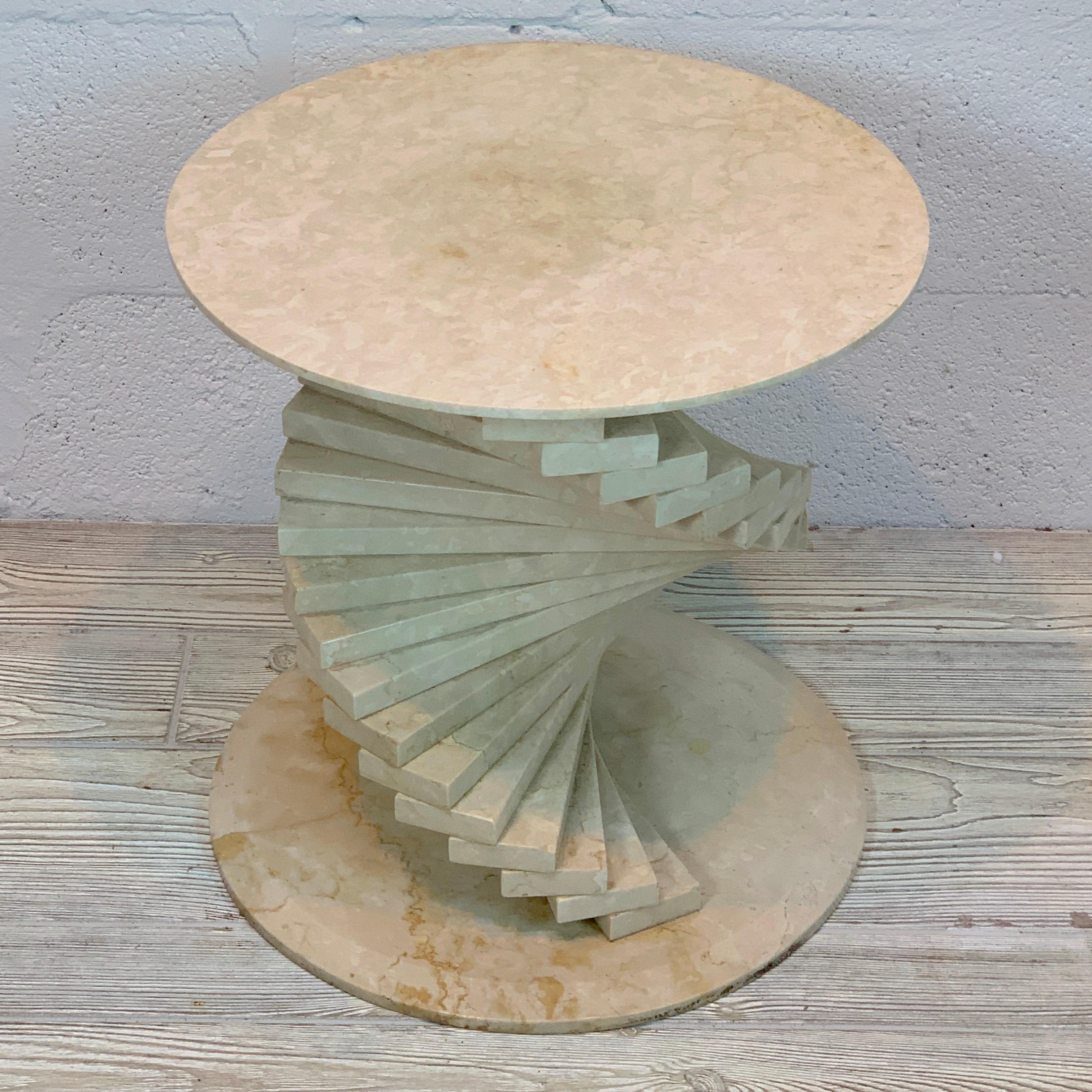Italian Modern Marble Spiral Side Table In Good Condition In West Palm Beach, FL
