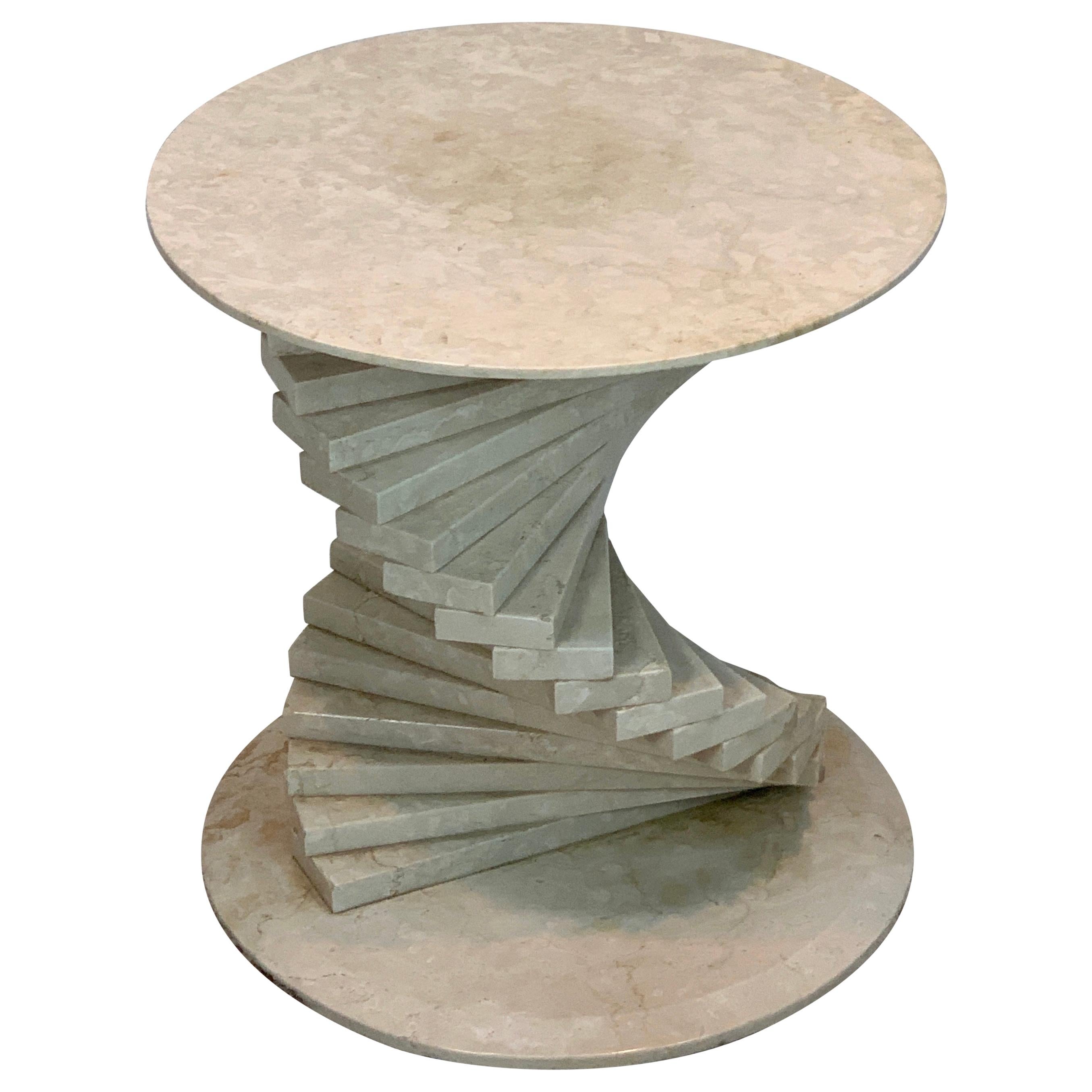 Italian Modern Marble Spiral Side Table