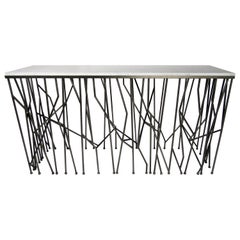 Italian Modern Marble-Top Steel Console, Memphis Movement