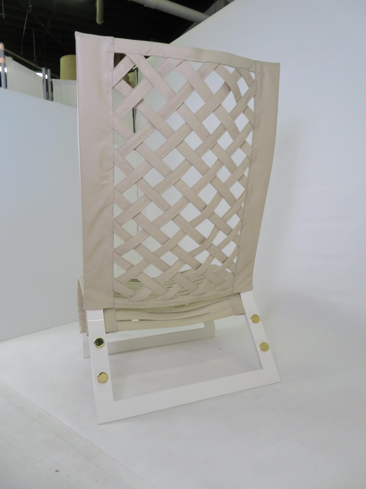 Italian Modern Marzio Cecchi Laced Leather Lounge Chair 5