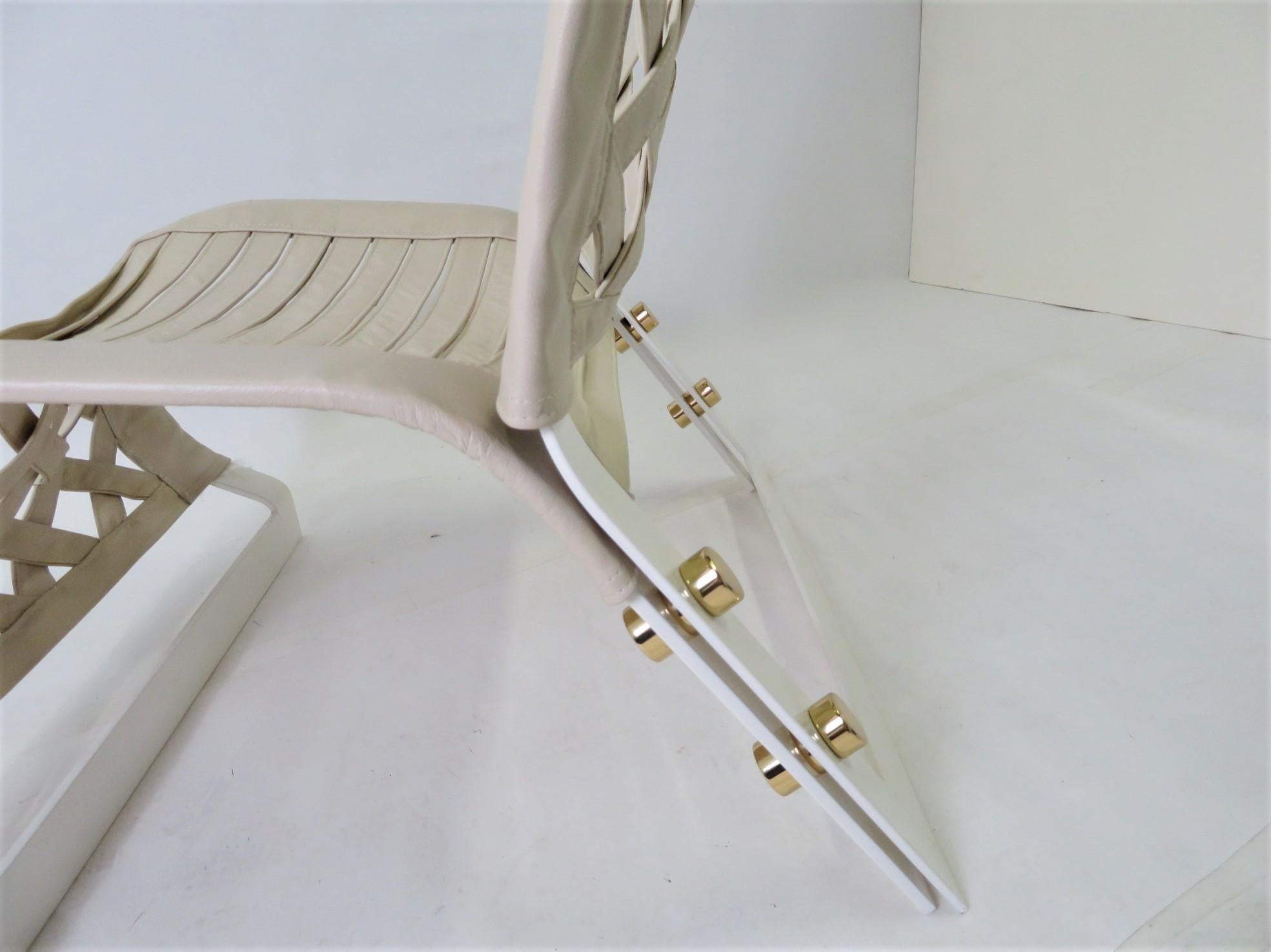 Italian Modern Marzio Cecchi Laced Leather Lounge Chair 6