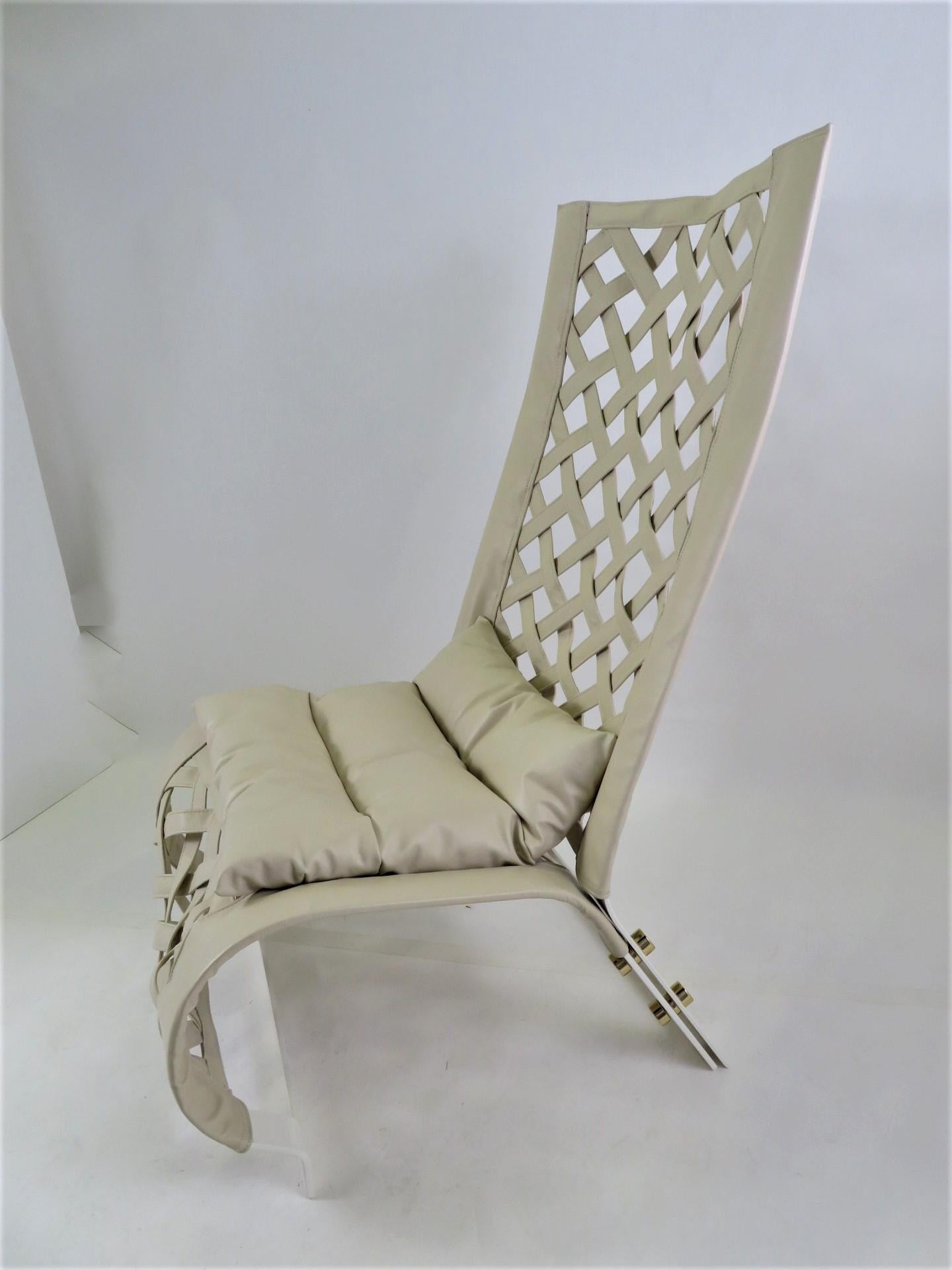Italian Modern Marzio Cecchi Laced Leather Lounge Chair In Good Condition In Miami, FL