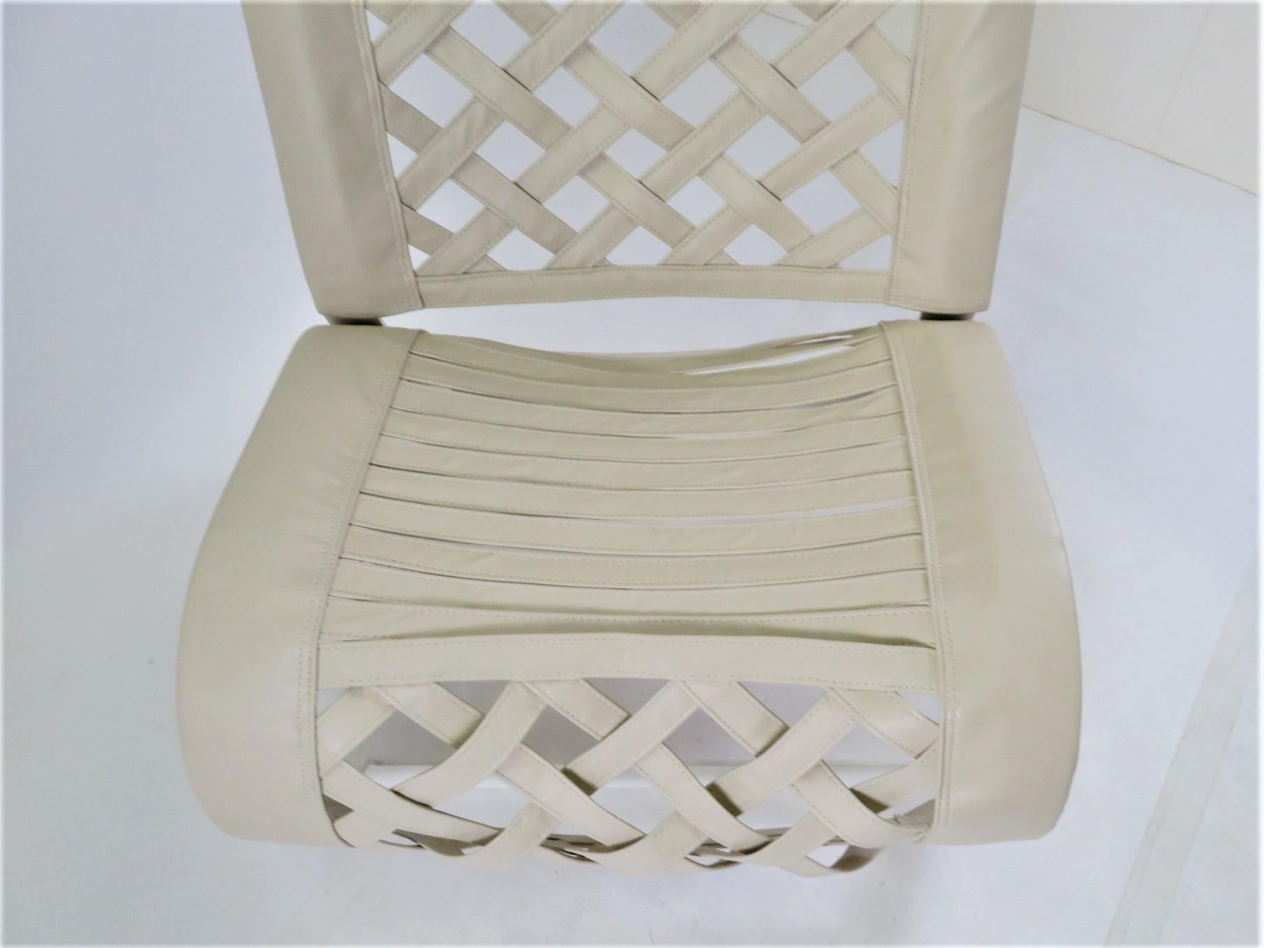 Italian Modern Marzio Cecchi Laced Leather Lounge Chair 2