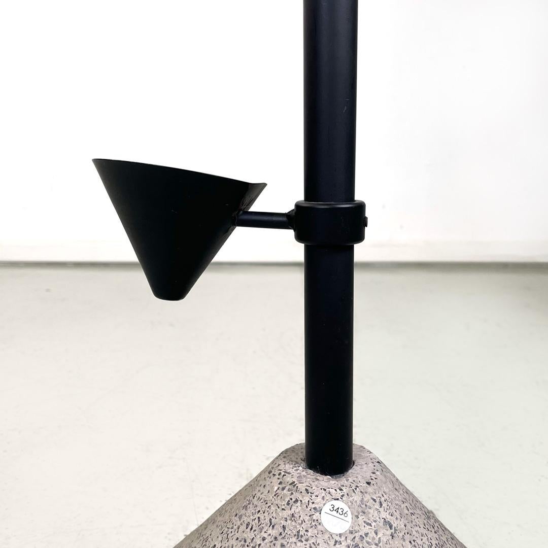 Italian modern matte black metal floor coat hanger concrete cone base, 1980s 3