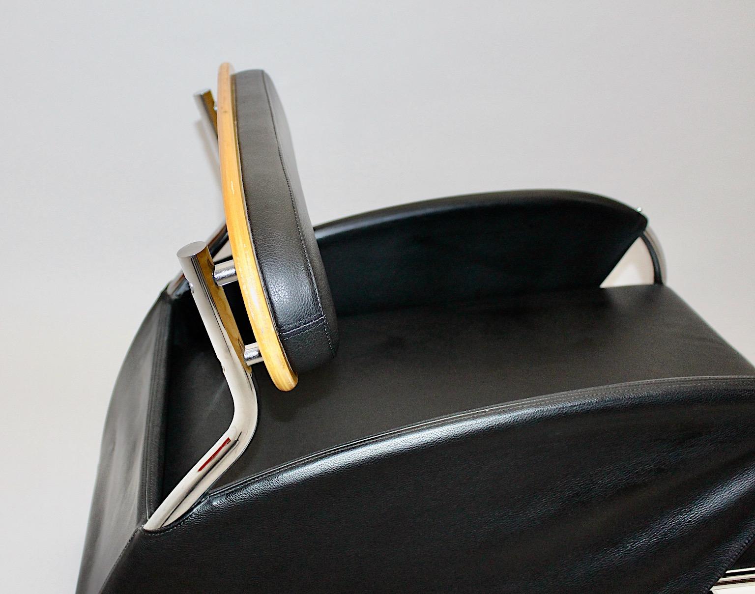 Italian Modern Memphis Style Arm Chair Black Leather Chrome Massimo Iosa Ghini For Sale 10