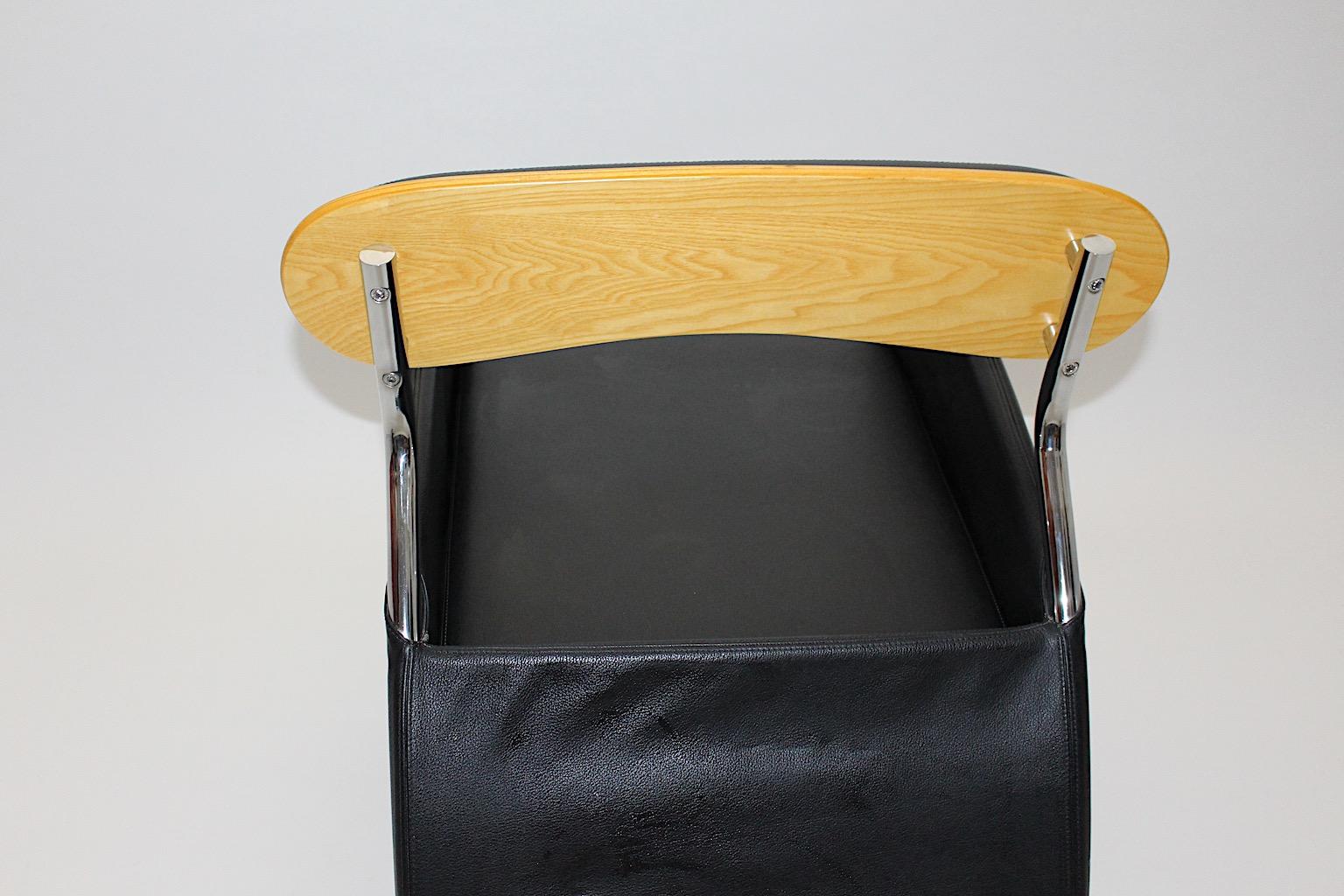 Italian Modern Memphis Style Arm Chair Black Leather Chrome Massimo Iosa Ghini For Sale 11