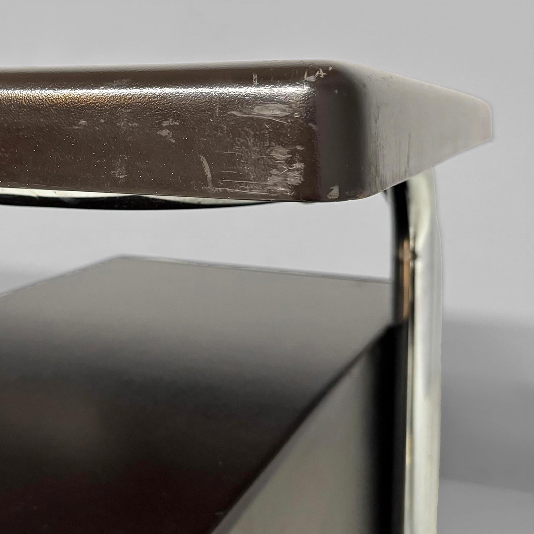 Escritorio moderno italiano de metal y plástico marrón oscuro para 2 INN, años 70 en venta 3