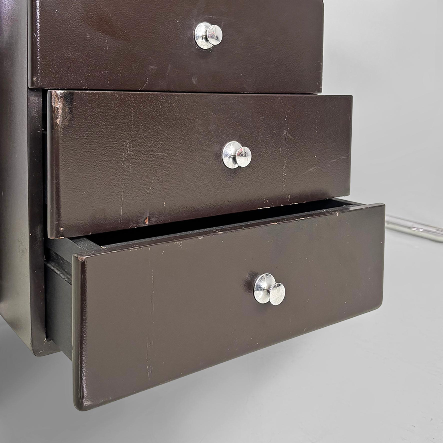 Escritorio moderno italiano de metal y plástico marrón oscuro para 2 INN, años 70 en venta 9